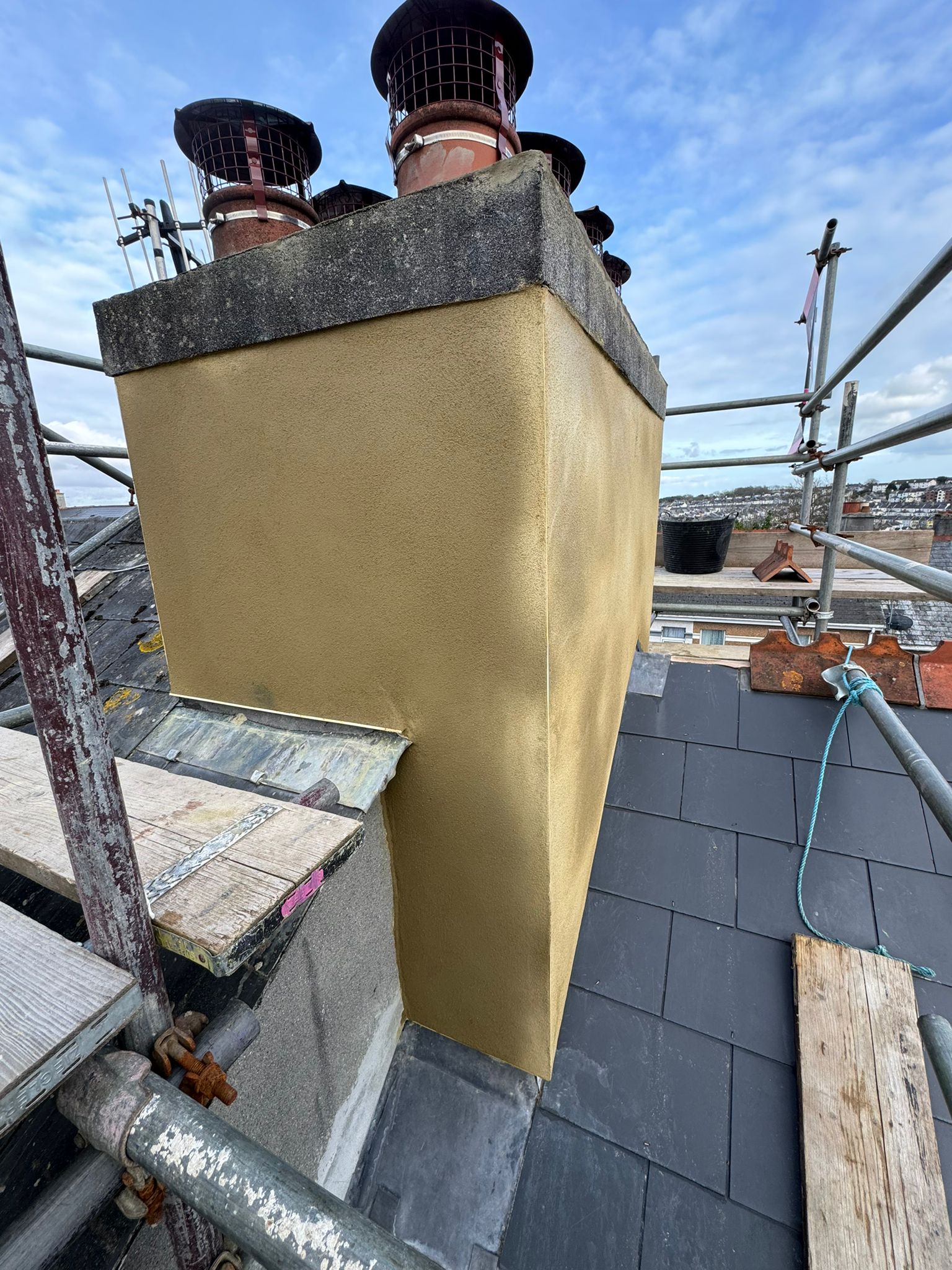 A repaired chimney on a residential property