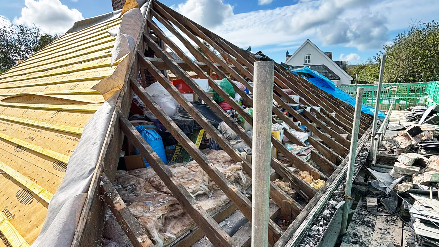 Old roof removed by an experienced Roofer ready for new roof covering